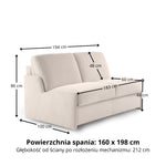 Sofa KIRA bez boków z funkcją spania codziennego stelaż włoski z materacem 160 cm