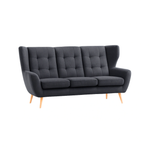 Sofa LAHTI 3-osobowa pikowana na drewnianych nóżkach