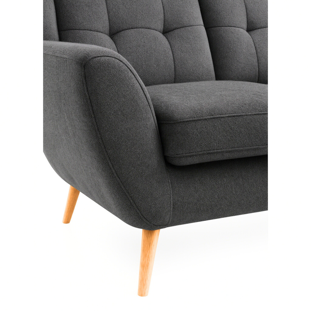 Sofa LAHTI 3-osobowa pikowana na drewnianych nóżkach