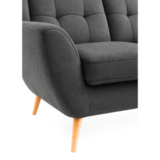 Sofa LAHTI 3-osobowa pikowana na drewnianych nóżkach