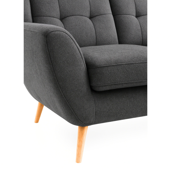 Sofa LAHTI 3-osobowa pikowana na drewnianych nóżkach