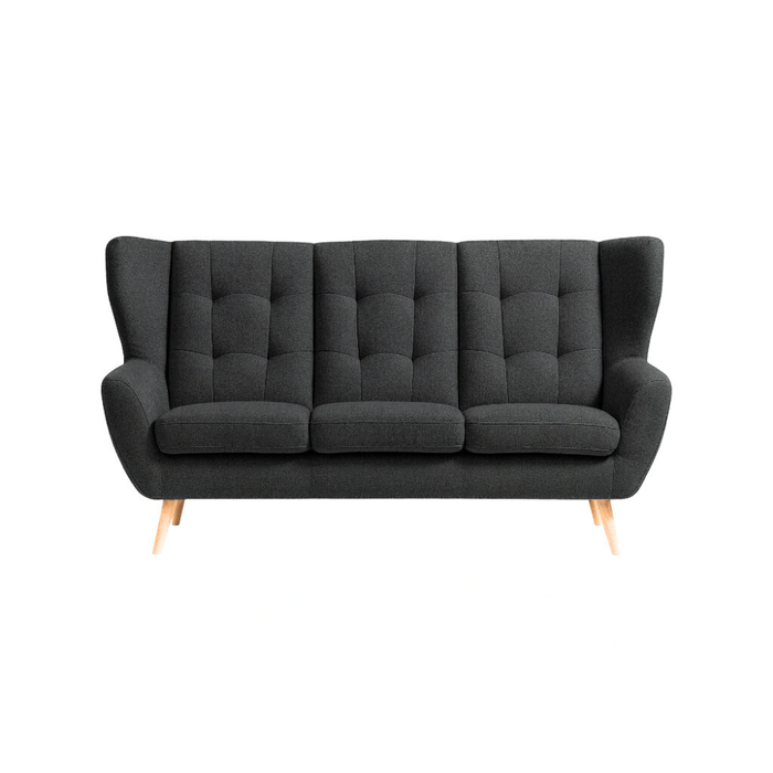 Sofa LAHTI 3-osobowa pikowana na drewnianych nóżkach