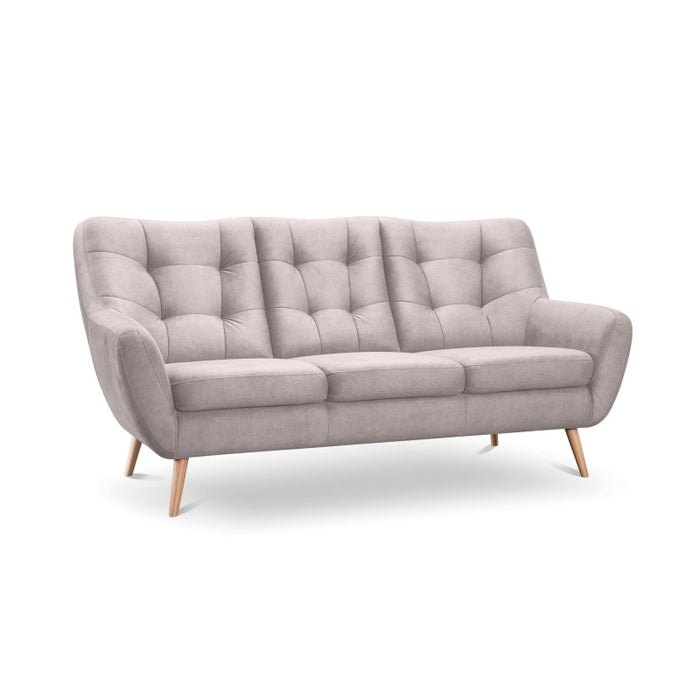 NORDI 3-seater sofa, quilted, on wooden legs