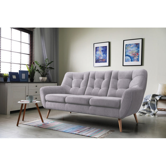 NORDI 3-seater sofa, quilted, on wooden legs