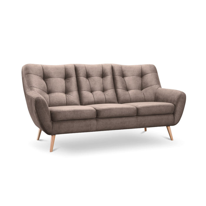 NORDI 3-seater sofa, quilted, on wooden legs