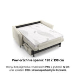 Sofa NOLA 2 osobowa z funkcją spania codziennego stelaż włoski z materacem 120 cm