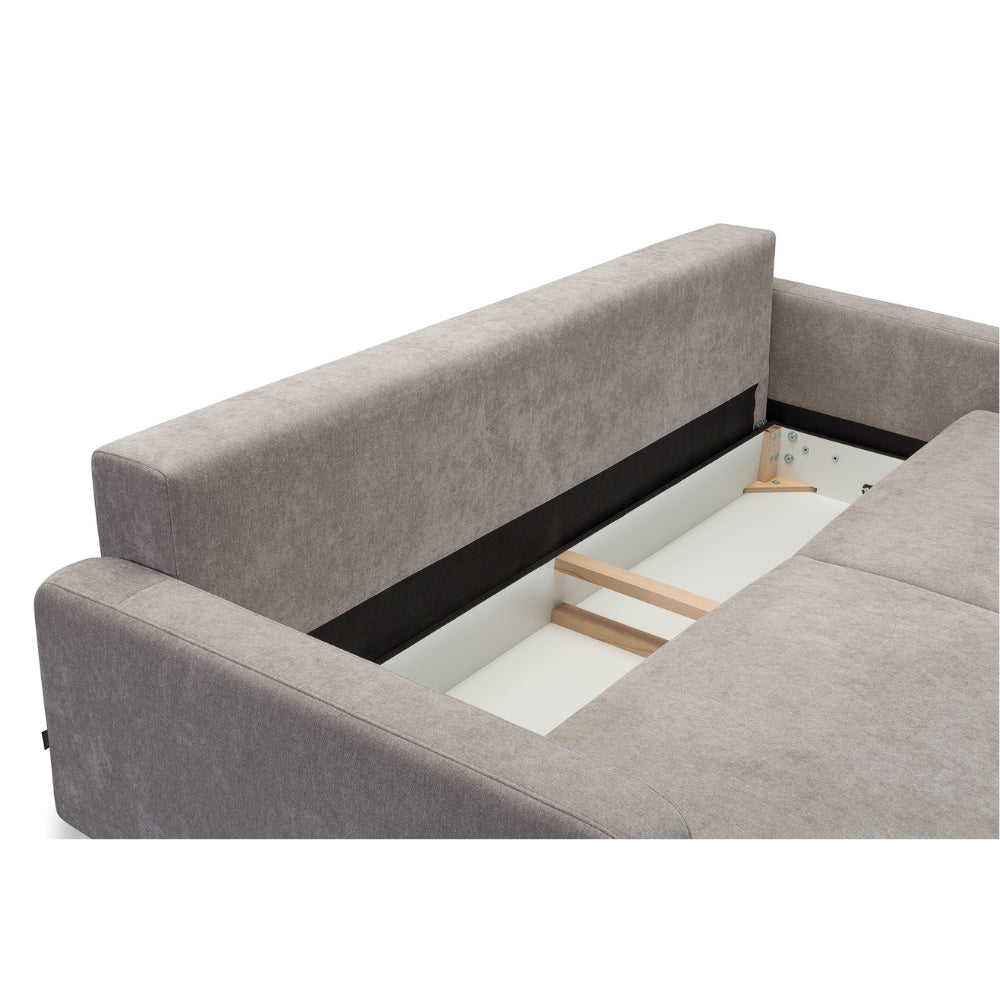Sofa Bergen rozkładana z pojemnikiem na metalowych nóżkach