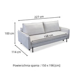 Sofa BJORK rozkładany z pojemnikiem na metalowych nóżkach