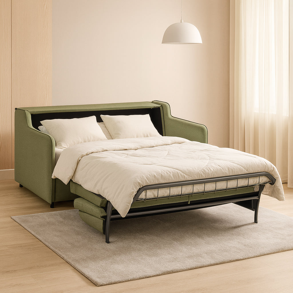 Sofa SOL 2 osobowa z funkcją spania stelaż włoski z materacem 120 cm i pojemnikiem