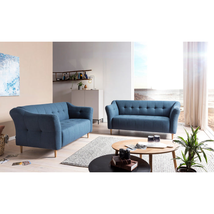 Sofa SORAYA 2,5-osobowa pikowana na drewnianych nóżkach