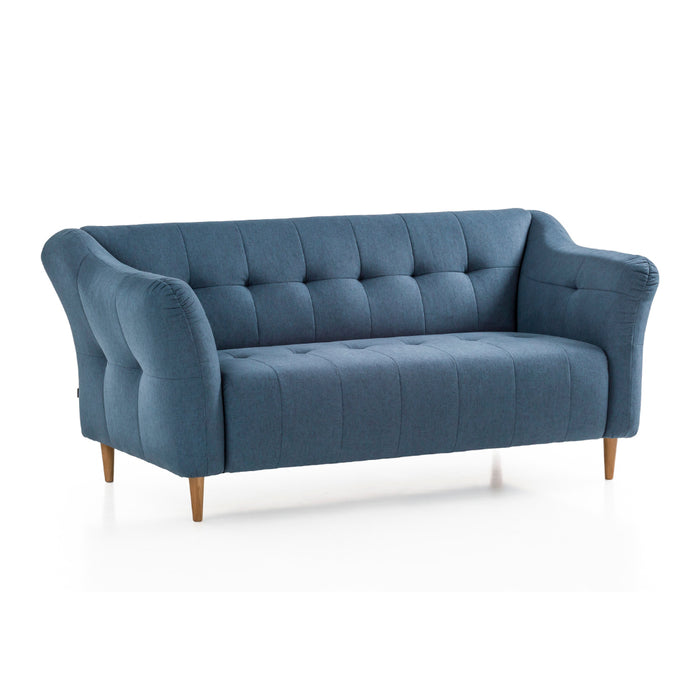 Sofa SORAYA 2,5-osobowa pikowana na drewnianych nóżkach