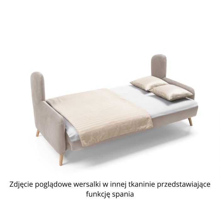 Wersalka FLOPP rozkładana z pojemnikiem na drewnianych nóżkach