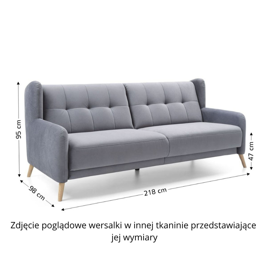 Wersalka FLOPP rozkładana z pojemnikiem na drewnianych nóżkach